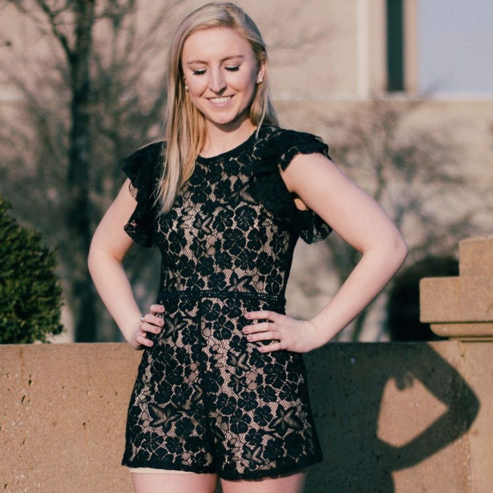 Navy lace romper